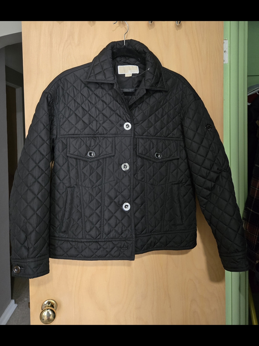 Michael Kors Quilted Button-Front Jacket in Black NWOT